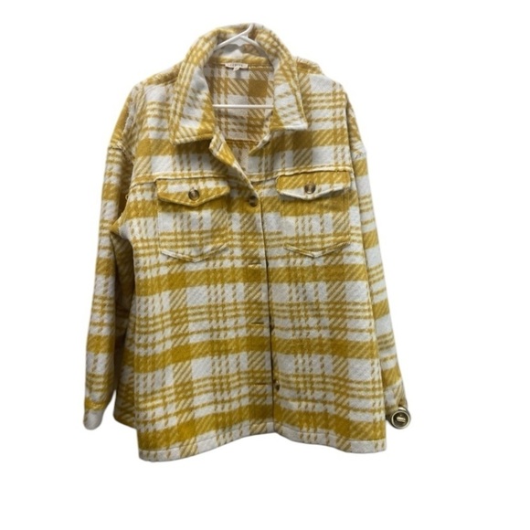 Jodifl Shacket size 1xYellow/gold and white plaid - Picture 5 of 12